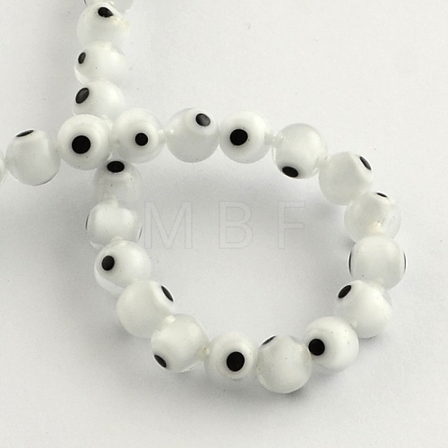 Round Handmade Evil Eye Lampwork Beads LAMP-R114-6mm-11-1