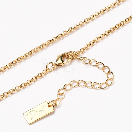 Brass Rolo Chain Necklaces NJEW-H206-09G-1