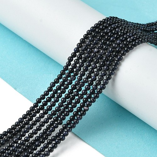 Synthetic Blue Goldstone Beads Strands G-N0200-01D-3mm-1