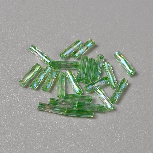 Transparent Colours Rainbow Glass Twist Bugle Beads GLAA-WH0039-12H-1