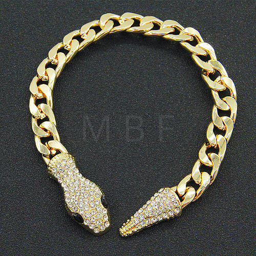 Alloy Black Rhinestone Cuban Link Chain Bracelets for Women WGC9FDE-01-1