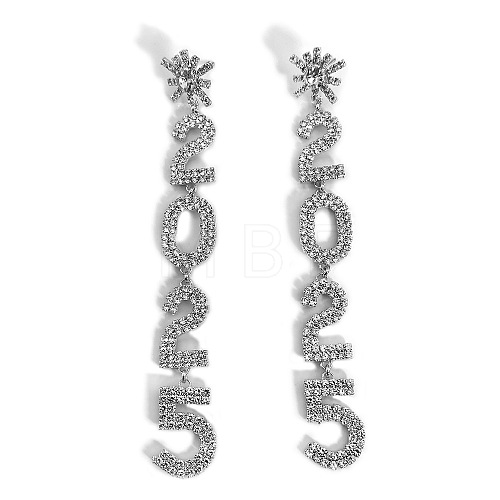 Brass Rhinestone Stud Earrings EJEW-Q012-02P-1