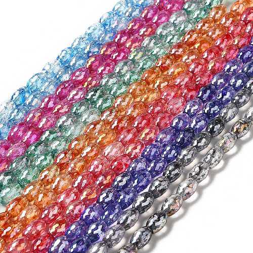 Electroplate Transparent Glass Beads Strand GLAA-G088-06-1