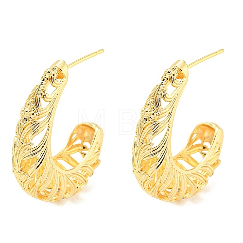 Flower of Life Rack Plating Brass Stud Earrings EJEW-A028-07G-1