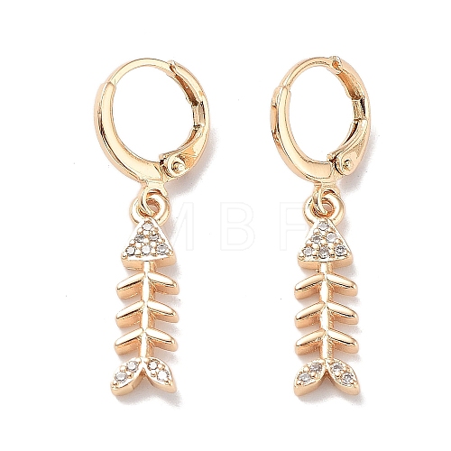 Real 18K Gold Plated Brass Dangle Leverback Earrings EJEW-L269-023G-1