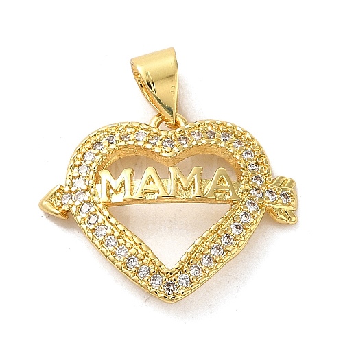Mother's Day Brass Micro Pave Clear Cubic Zirconia Pendants FIND-Z041-20G-1