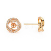 Brass Micro Pave Clear Cubic Zirconia Stud Earring Findings KK-S360-091-NF-2
