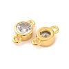 Brass Pave Clear Cubic Zirconia Flat Round Links Connector Charms KK-U024-03G-2