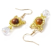 Natural Tiger Eye Carnelian Cat Shape Dangle Earrings EJEW-MZ00353-01-4