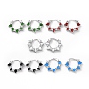 Enamel Teardrop Wrap Hoop Earrings with Clear Cubic Zirconia KK-D079-28P-1
