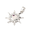 Brass Micro Pave Magenta Cubic Zirconia Pendants KK-E801-01P-2