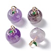 Natural Amethyst Pendants G-P499-01G-16-1