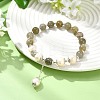 Natural Labradorite & Natural Pearl Bead Charm Bracelets BJEW-JB14141-02-1
