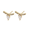 Brass Micro Pave Cubic Zirconia Stud Earrings EJEW-G471-14G-01-4