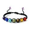 Dyed Natural & Synthetic Mixed Gemstone Round Braided Bead Bracelet BJEW-JB09624-2