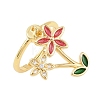 Brass Micro Pave Cubic Zirconia Pendant Finger Rings for Women RJEW-A090-04G-4