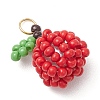 Handmade Glass Seed Beaded Apple Pendants PALLOY-MZ00483-4