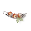 Alloy Curved Tube Wrapped Acrylic & Resin Flower Connector Charms PALLOY-JF03890-3