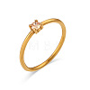 Flat Round 304 Stainless Steel Micro Pave Cubic Zirconia Finger Rings FS-WG2DA17-52-1