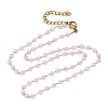 304 Stainless Steel with Glass Faceted Rondelle Bead Handmade Link Chain Birth Stone Necklaces for Women NJEW-G195-01G-04-4