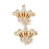Brass Micro Pave Clear Cubic Zirconia 2-Loop Crown Spacer Bars KK-C258-16LG-1