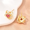 Brass Micro Pave Cubic Zirconia Stud Earrings for Women KK-A305-10G-05-2