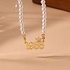 Alloy Crown Birth Year Pendant Imitation Pearl Round White Beaded Necklaces for Women FS-WG173C9-28-1