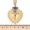 304 Stainless Steel Enamel Heart Pendant Wheat Chain Necklaces NJEW-P430-04A-G-5
