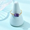 Natural Amethyst & Apatite & Tiger Eye & Amazonite & Rose Quartz Beads Finger Rings RJEW-JR01043-2
