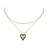 Double Layer Brass Micro Pave Clear Cubic Zirconia Heart Pendant Necklaces for Women NJEW-JN04979-1