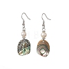 Natural Cultured Freshwater Pearl & Abalone Shell/Paua Shell Beads Dangle Earrings EJEW-JE07313-02-3