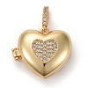 Brass Micro Pave Clear Cubic Zirconia Diffuser Locket Pendants ZIRC-E165-14G-1