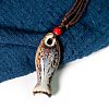 Fish Porcelain Whistle Pendant Necklaces with Adjustable Wax Cord FS-WG46CDC-10-1