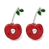 Cherry Brass Enamel Stud Earrings for Women EJEW-G425-02P-4