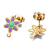 304 Stainless Steel Enamel Stud Earring Findings STAS-T052-43G-04-2