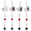 FIBLOOM 3 Set 3 Styles Playing Card Theme Resin Dangle Earrings with Alloy Pins EJEW-FI0003-01-8
