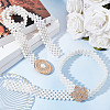 2Pcs 2 Style ABS Plastic Pearl Braided Stretch Chain Belts with Alloy Oval Clasp AJEW-CP0001-65-6