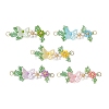 ABS Plastic Imitation Pearl Butterfly and Glass Seed Beaded Flower Links Connector Charms PALLOY-MZ01332-1