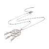 Woven Net/Web with Feather 304 Stainless Steel Pendant Necklaces for Women NJEW-G087-03P-3