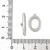Oval Brass Micro Pave Clear Cubic Zirconia Toggle Clasps KK-G548-25P-3
