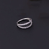 Brass Micro Pave Clear Cubic Zirconia 2 Lines Hoop Nose Rings WGEB7C1-04-1