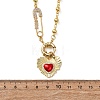Mother's Day Brass Micro Pave Clear Cubic Zirconia Enamel Red Sacred Heart Mama Pendant Necklaces for Women NJEW-A071-12A-G-5