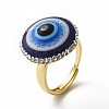 Adjustable Lampwork Evil Eye Ring with Rhinestone RJEW-A011-06G-2