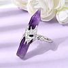 Natural Amethyst & Brass Cuff Rings for Women RJEW-G374-01P-12-2