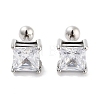 Square 316 Surgical Stainless Steel Pave Cubic Zirconia Ear False Plugs for Women Men EJEW-Z050-34C-01P-1