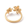 Ion Plating(IP) 304 Stainless Steel Flower Open Cuff Ring for Women RJEW-D120-07B-G-3