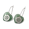 Natural Green Aventurine & 304 Stainless Steel Hoop Earrings for Women EJEW-G475-01P-06-4