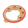 Natural Red Jasper & Glass Seed Beaded Pendants PALLOY-MZ01268-02-3