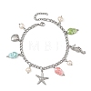Porcelain Beads & Natural Cultured Freshwater Pearl Anklets SA-AJEW-AN00843-02-4