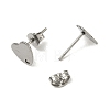 Non-Tarnish 304 Stainless Steel Heart Stud Earring Findings X-STAS-R063-37-2